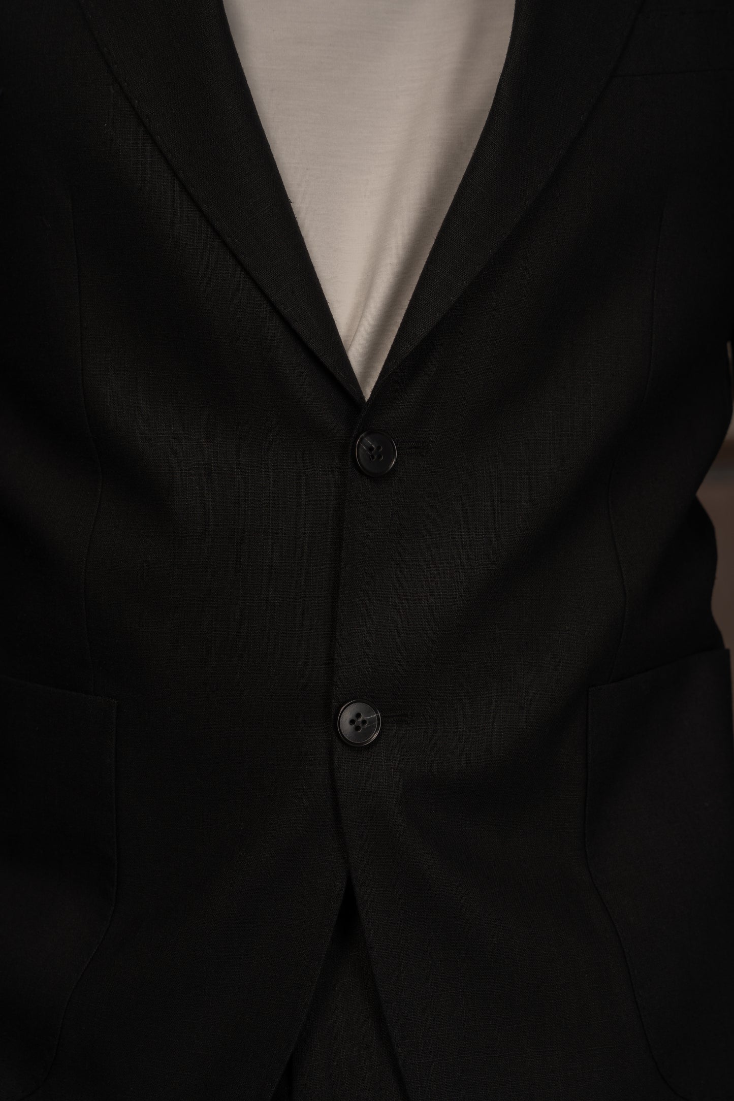 BLACK CASUAL LINEN SUIT