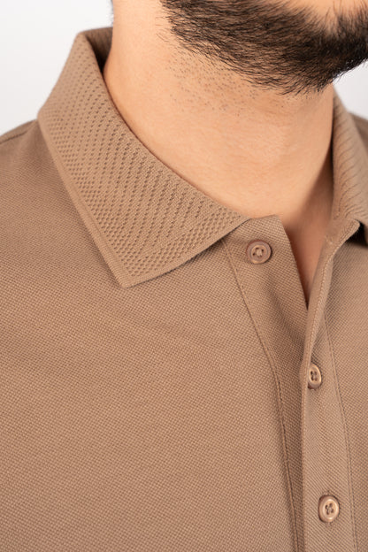 BEIGE CASUAL BUTTON POLO