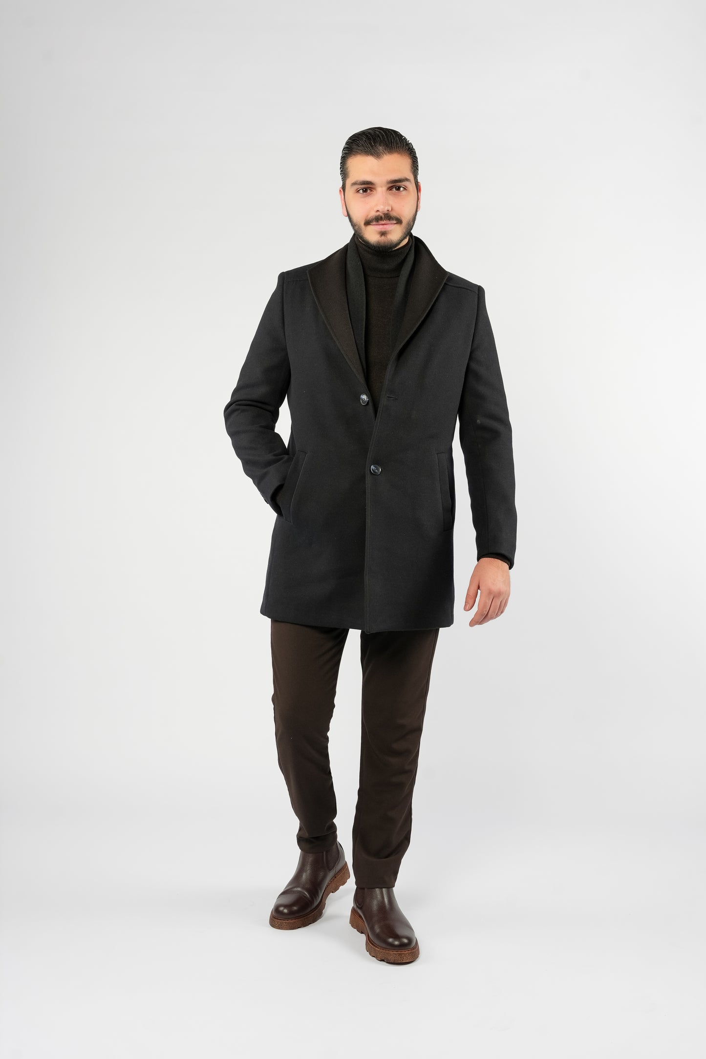 NAVY SOPHISTICATED WOOL COAT