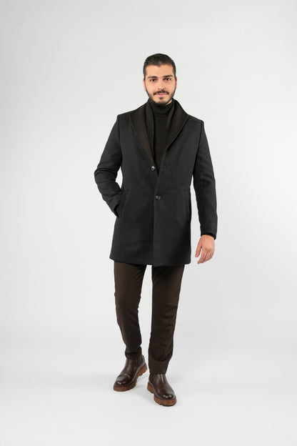 NAVY SOPHISTICATED WOOL COAT