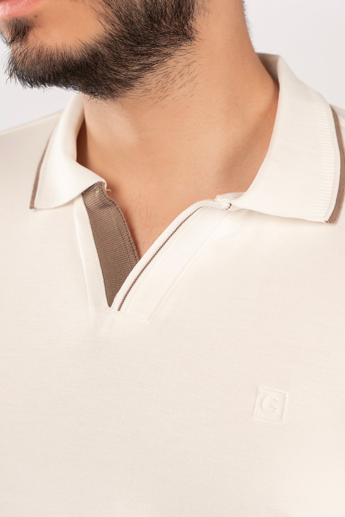 WHITE CASUAL VNECK POLO