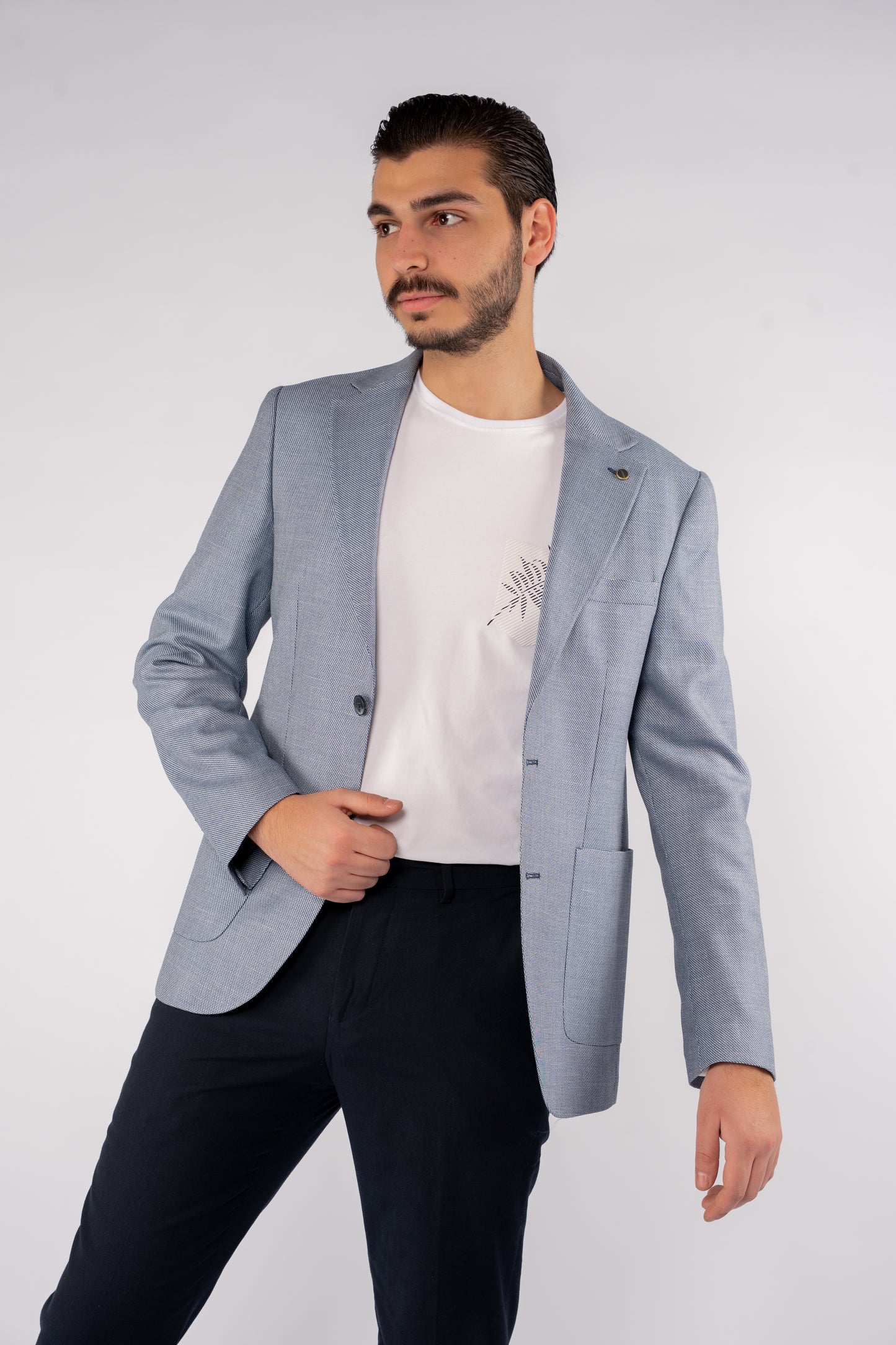 NAVY MINIMAL ZIGZAG BLAZER