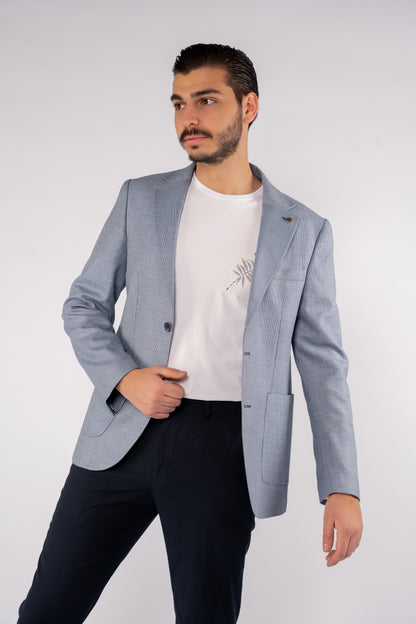NAVY MINIMAL ZIGZAG BLAZER