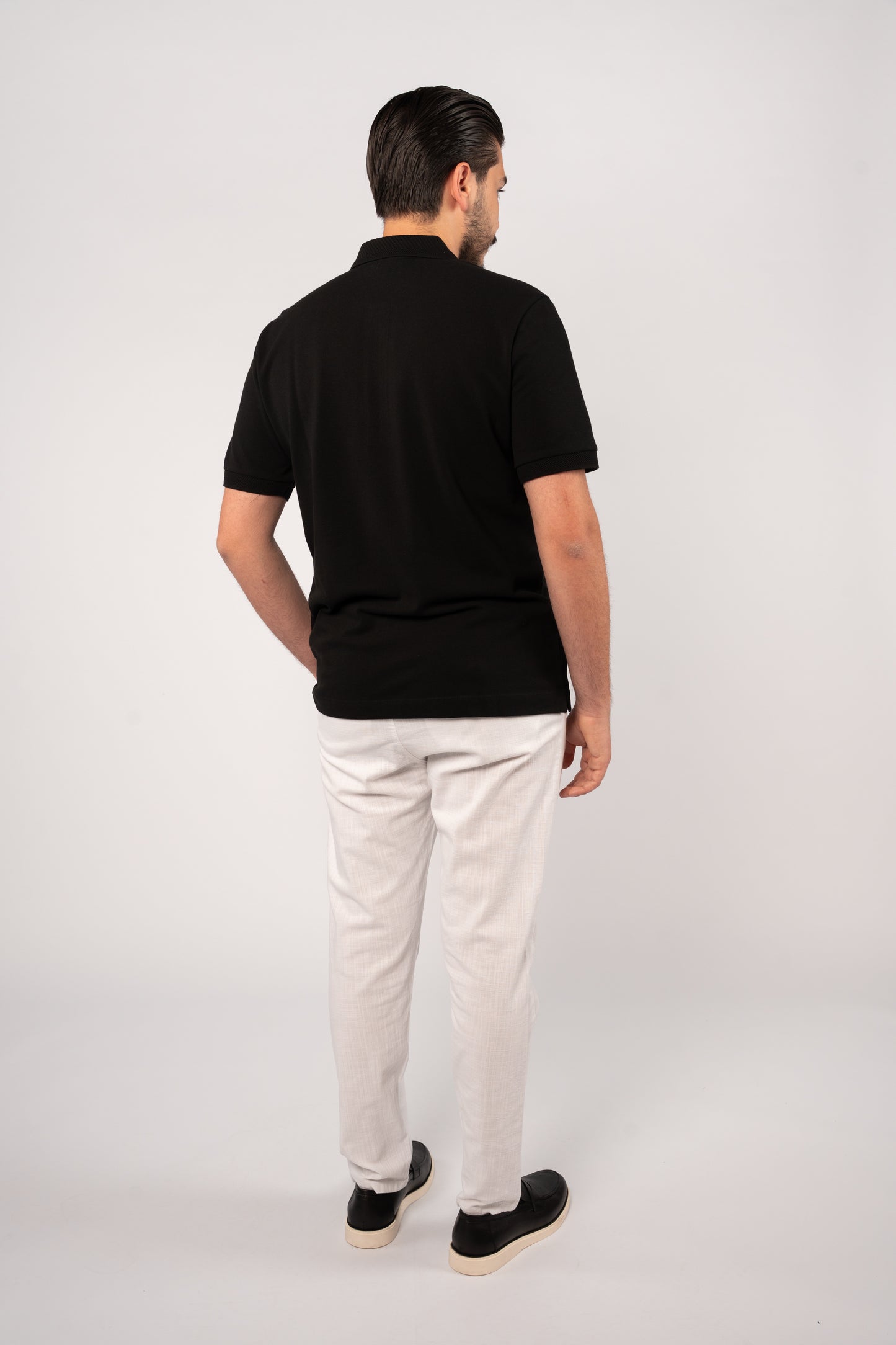 BLACK CASUAL BUTTON POLO