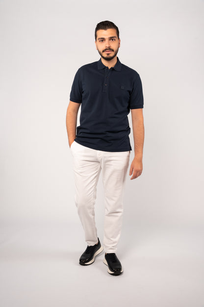 NAVY CASUAL BUTTON POLO