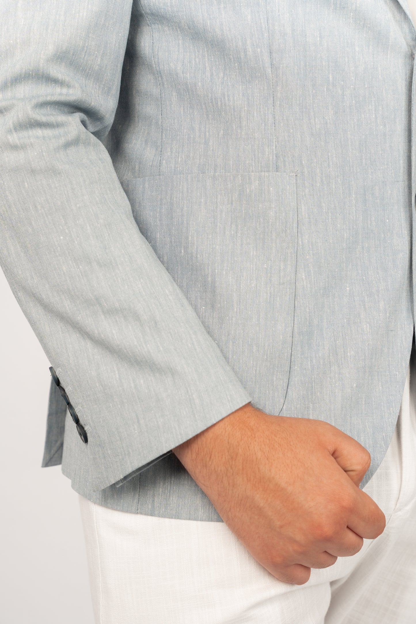 BLUE SEMI LINEN BLAZER