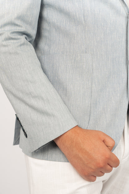 BLUE SEMI LINEN BLAZER