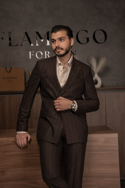 BROWN LINED DOBETTI SUIT