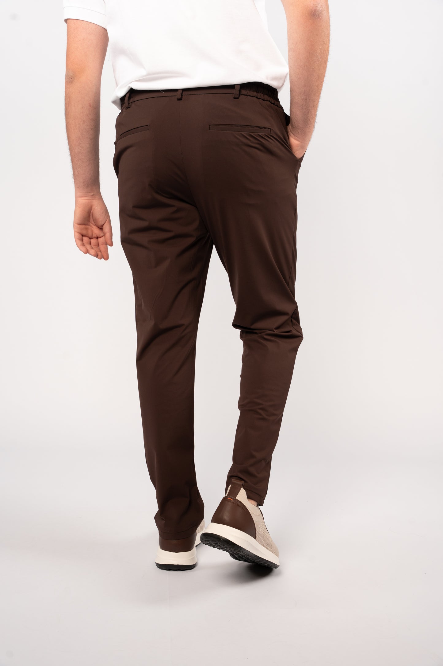 BROWN SEMI CASUAL SPANDEX PANT