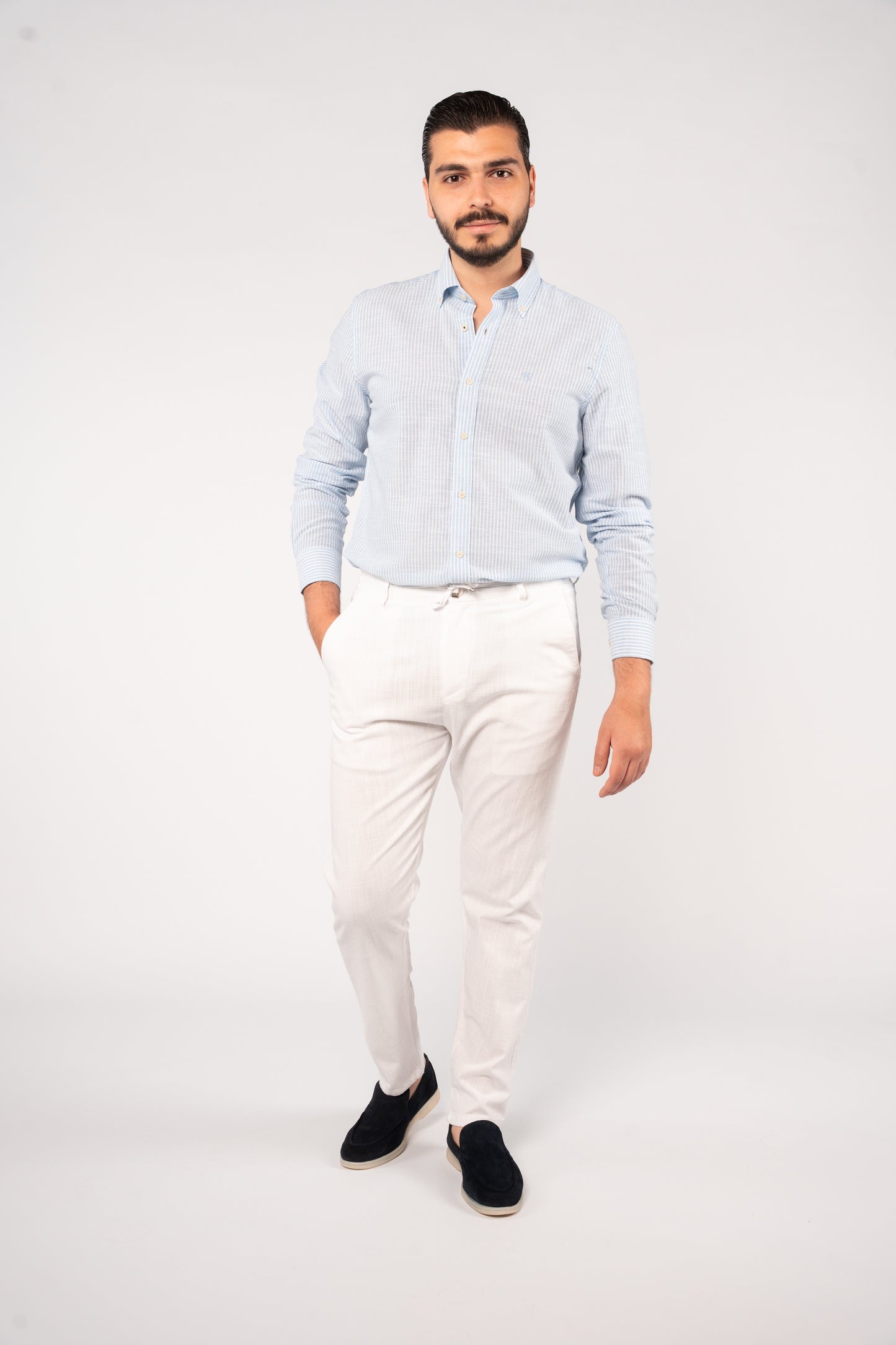BLUE LINED OXFORD SHIRT