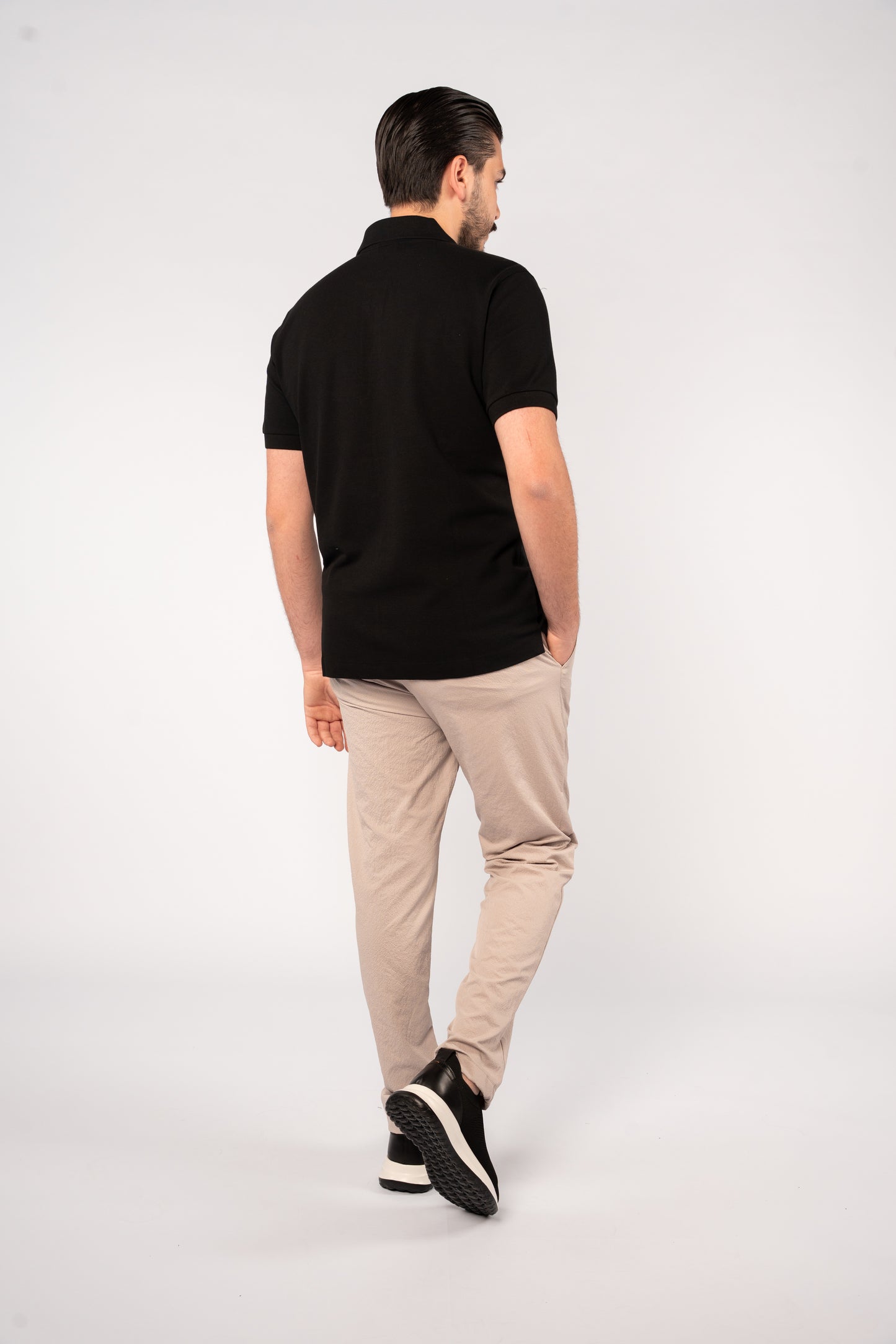 BLACK MINIMAL PALM POLO