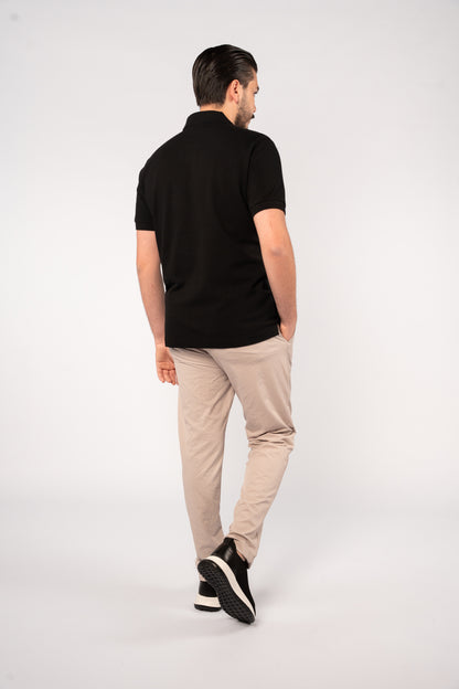 BLACK MINIMAL PALM POLO