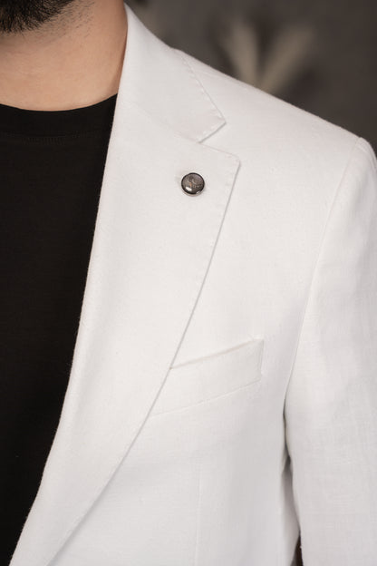 WHITE CASUAL LINEN SUIT
