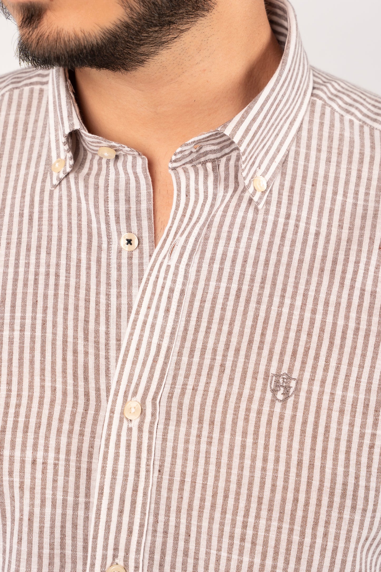 BROWN LINED OXFORD SHIRT