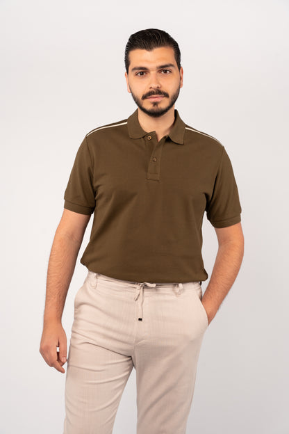 OLIVE CASUAL BUTTON POLO