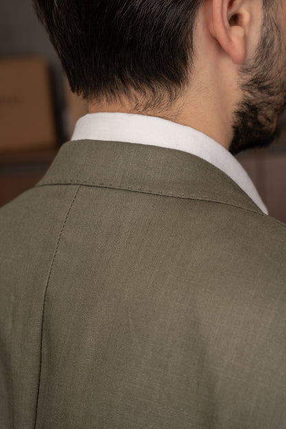 OLIVE CASUAL LINEN SUIT