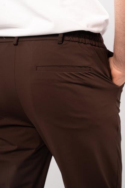 BROWN SEMI CASUAL SPANDEX PANT