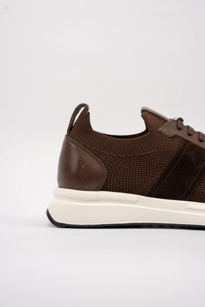 BROWN MIX MATERIAL SNEAKER