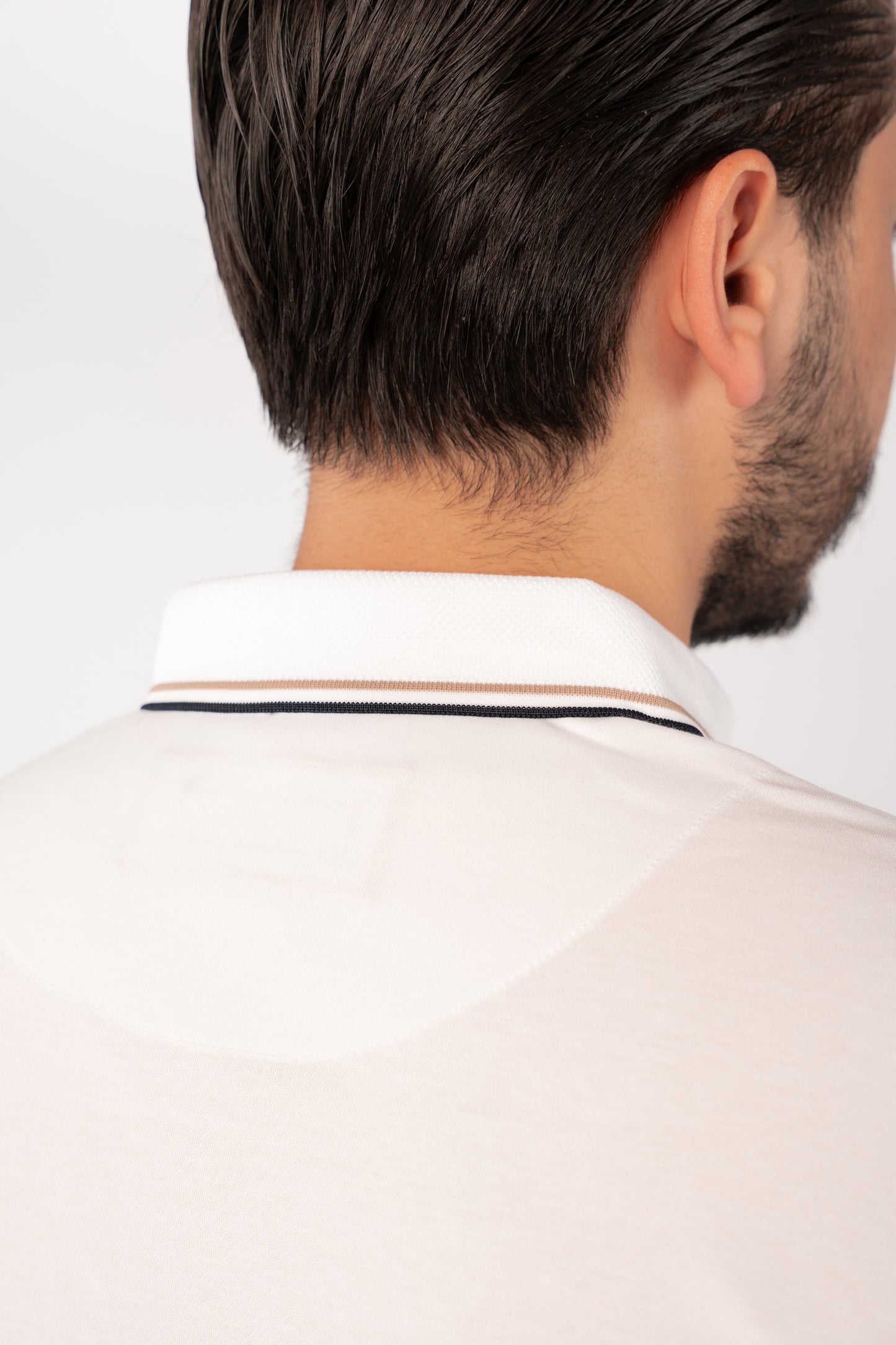 WHITE CASUAL COLLAR MERCERIZED POLO