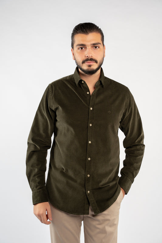 OLIVE VELVET SHIRT