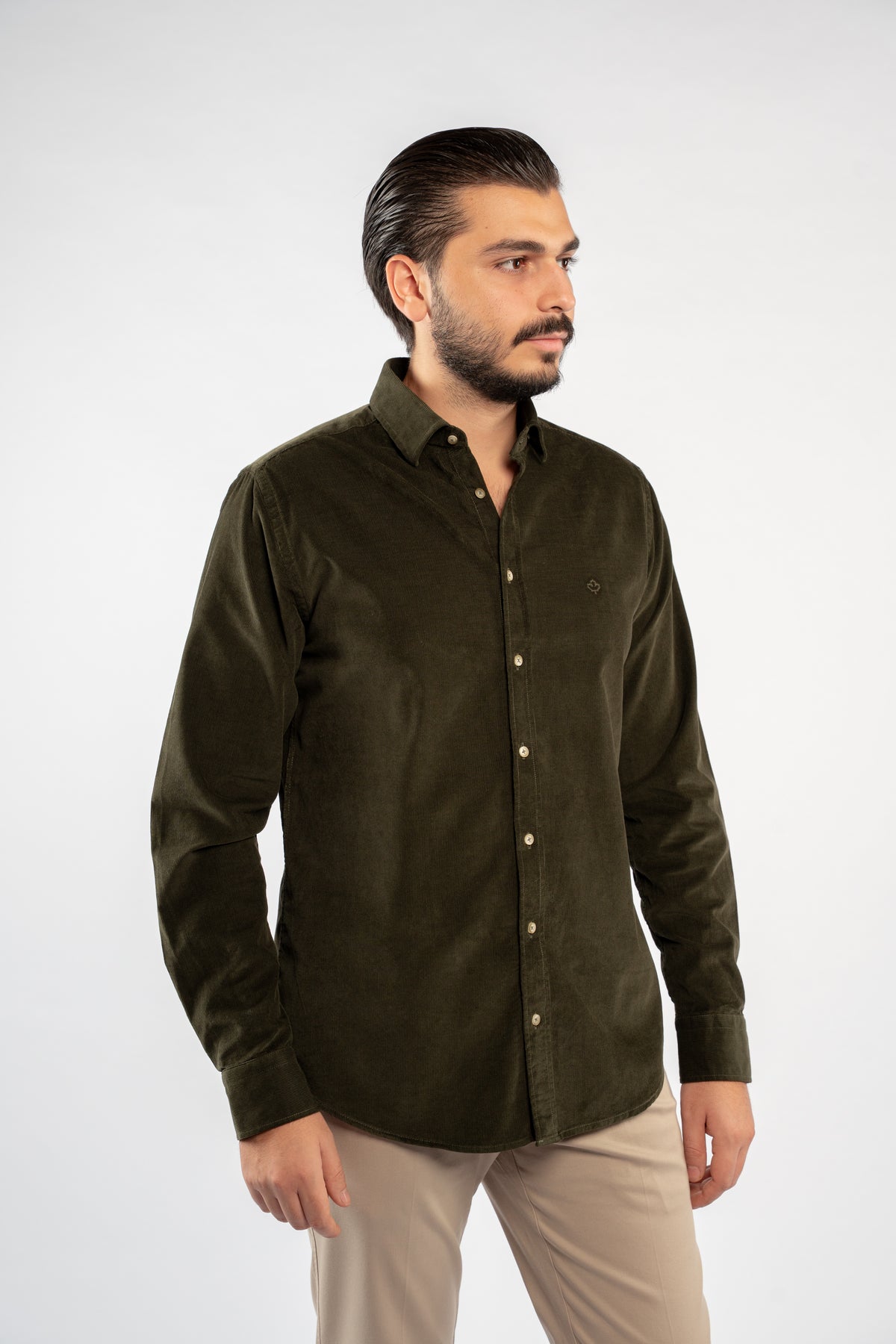 OLIVE VELVET SHIRT