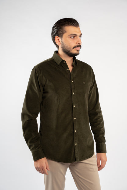OLIVE VELVET SHIRT