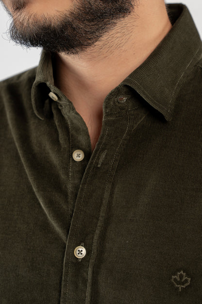 OLIVE VELVET SHIRT