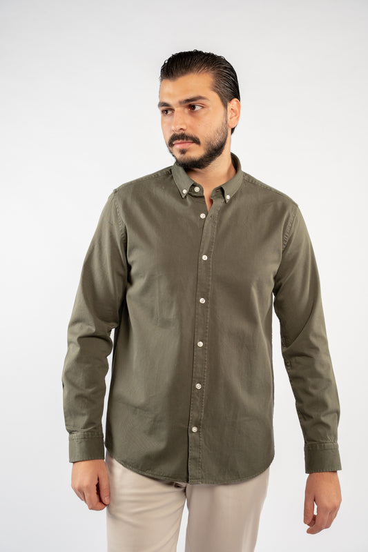 OLIVE THICK COTTON SHIRT