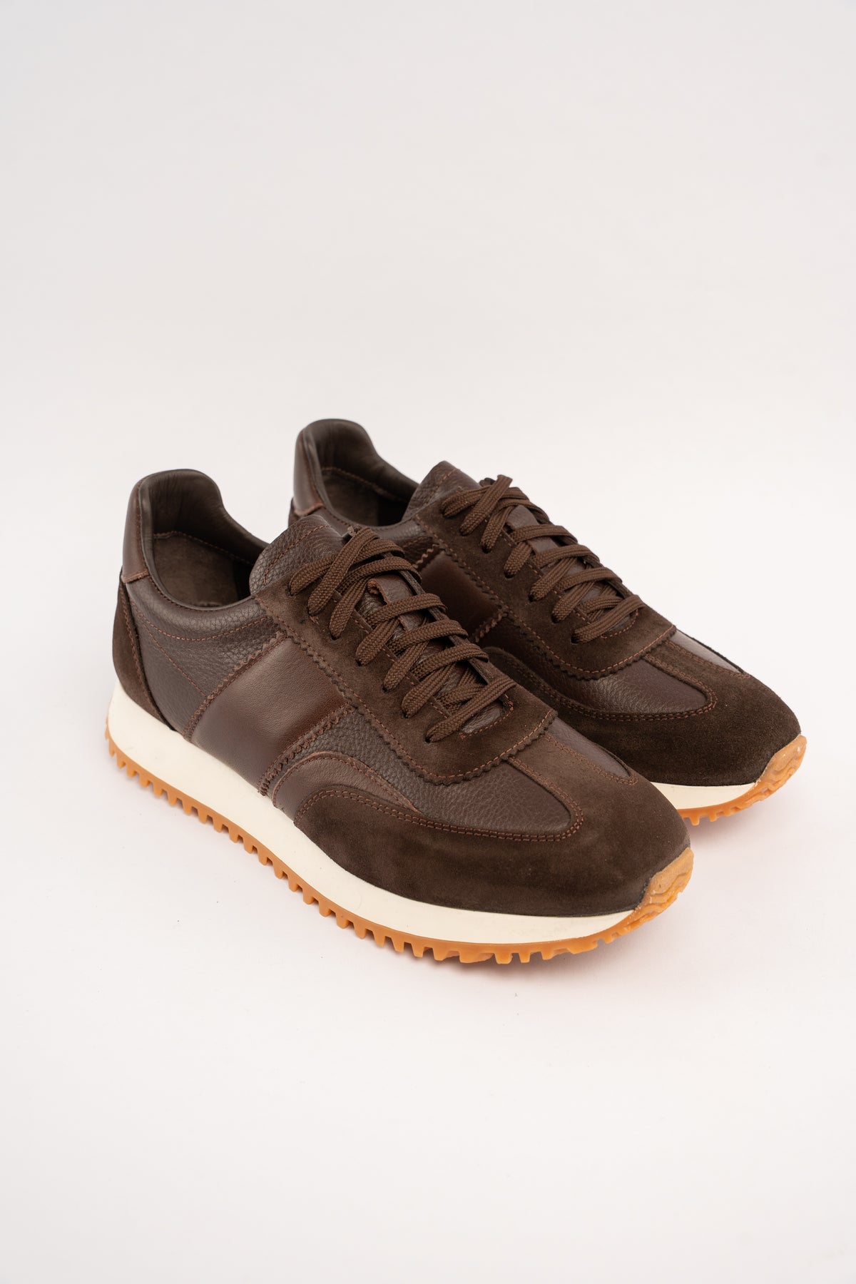 BROWN MIXED LEATHER EVERYDAY SNEAKER