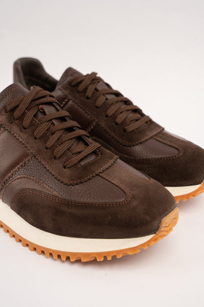 BROWN MIXED LEATHER EVERYDAY SNEAKER