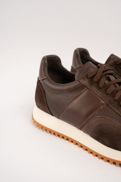 BROWN MIXED LEATHER EVERYDAY SNEAKER