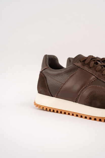 BROWN MIXED LEATHER EVERYDAY SNEAKER