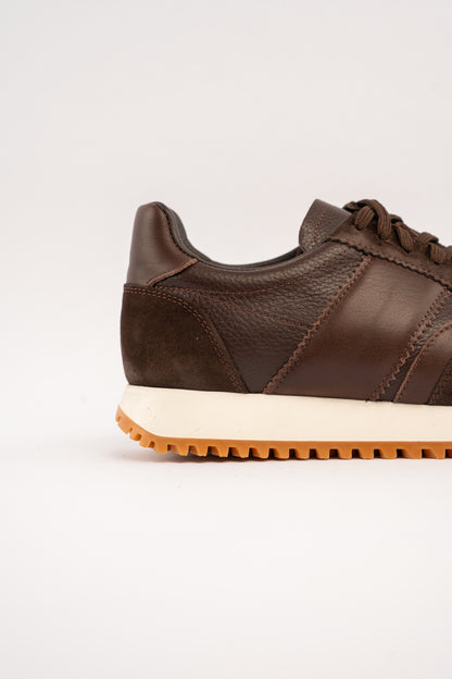 BROWN MIXED LEATHER EVERYDAY SNEAKER