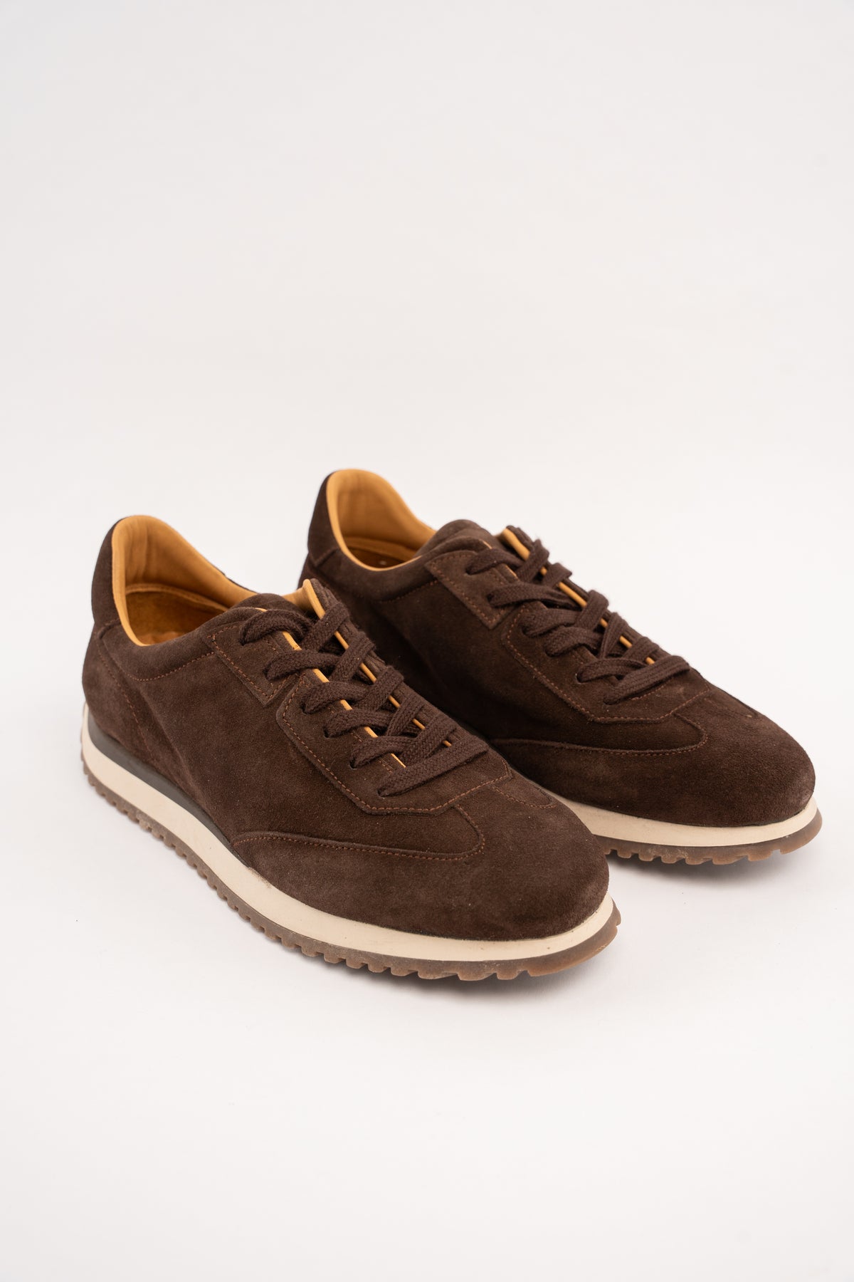 BROWN MILLED NAPPA SUEDE SNEAKER