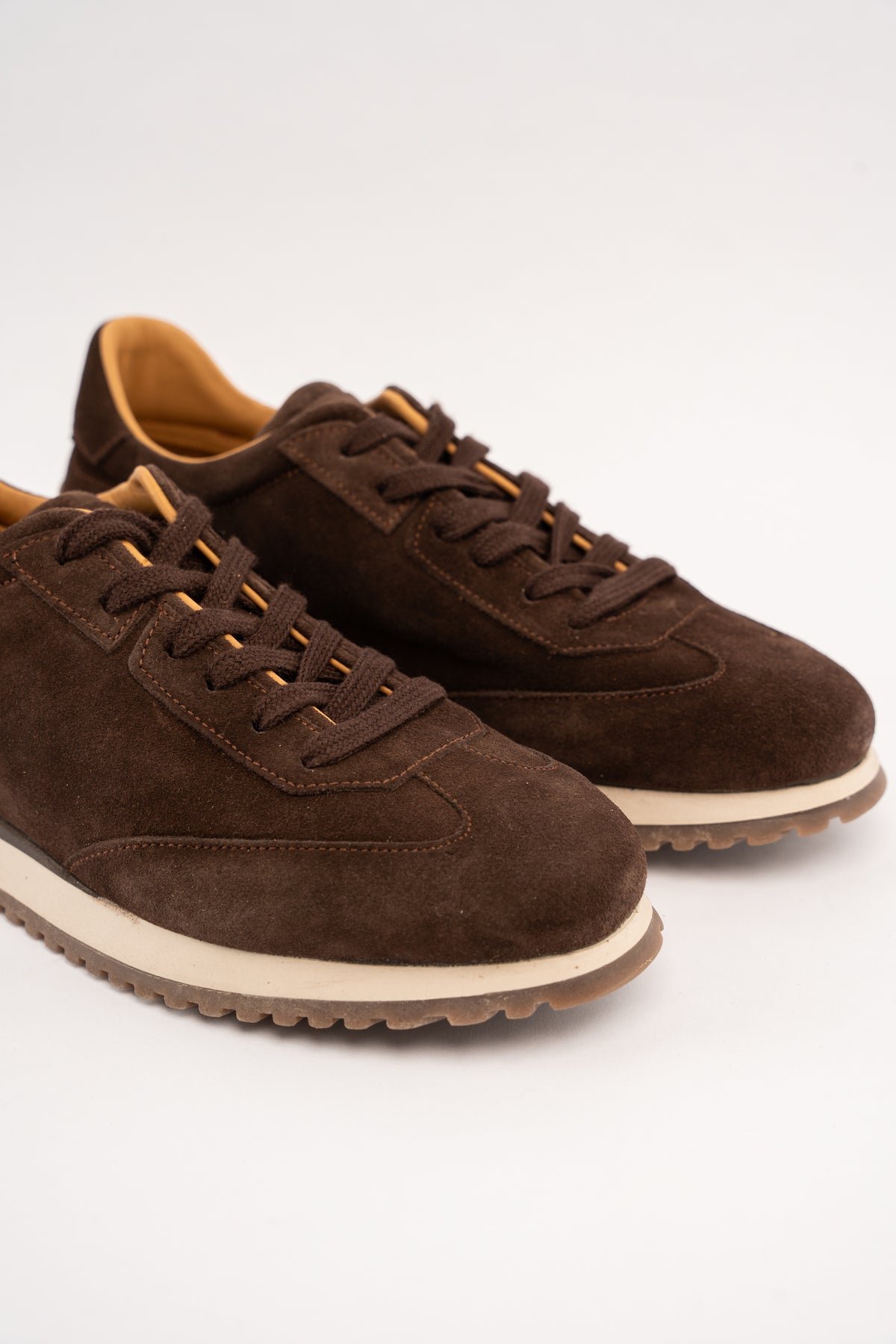BROWN MILLED NAPPA SUEDE SNEAKER