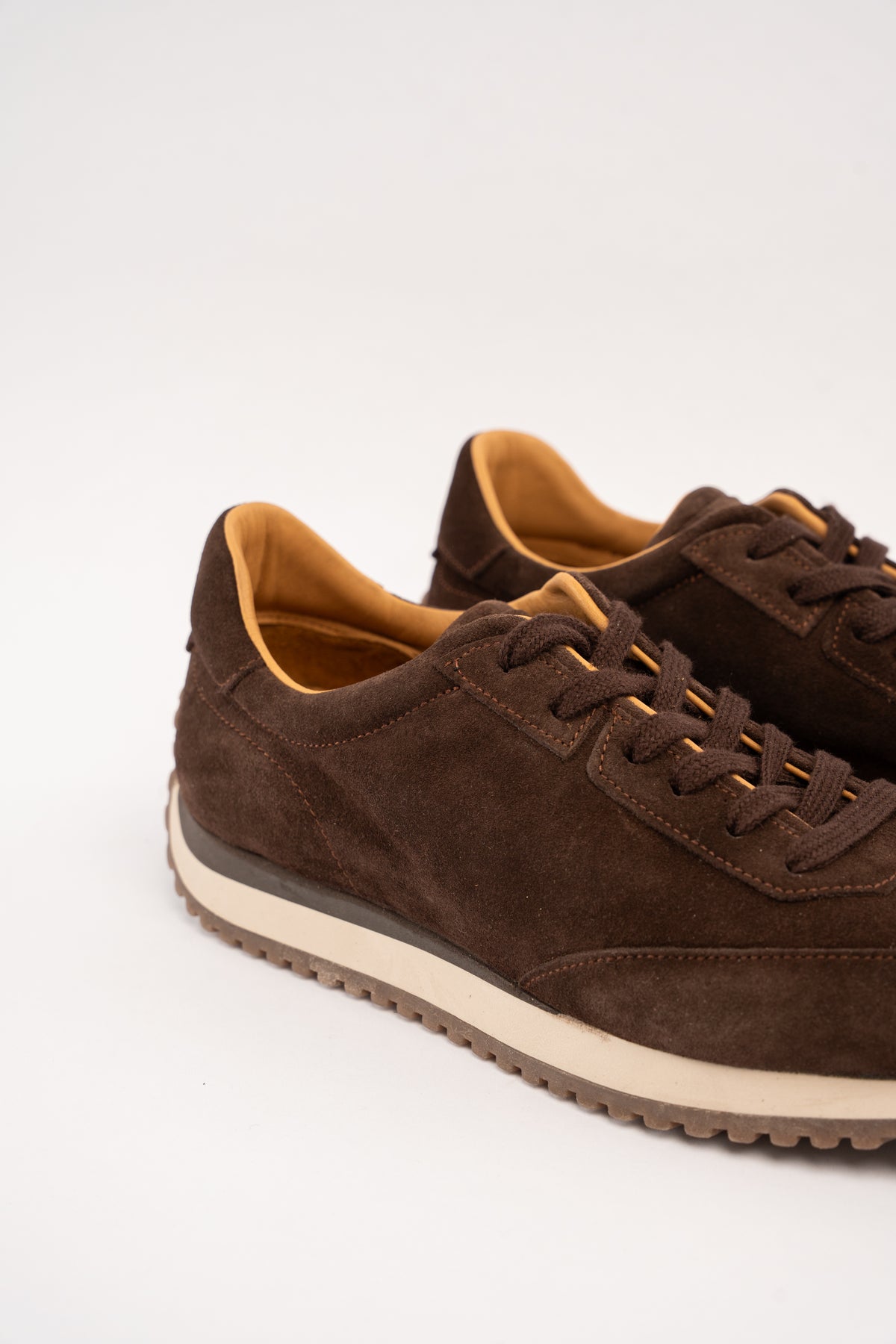 BROWN MILLED NAPPA SUEDE SNEAKER