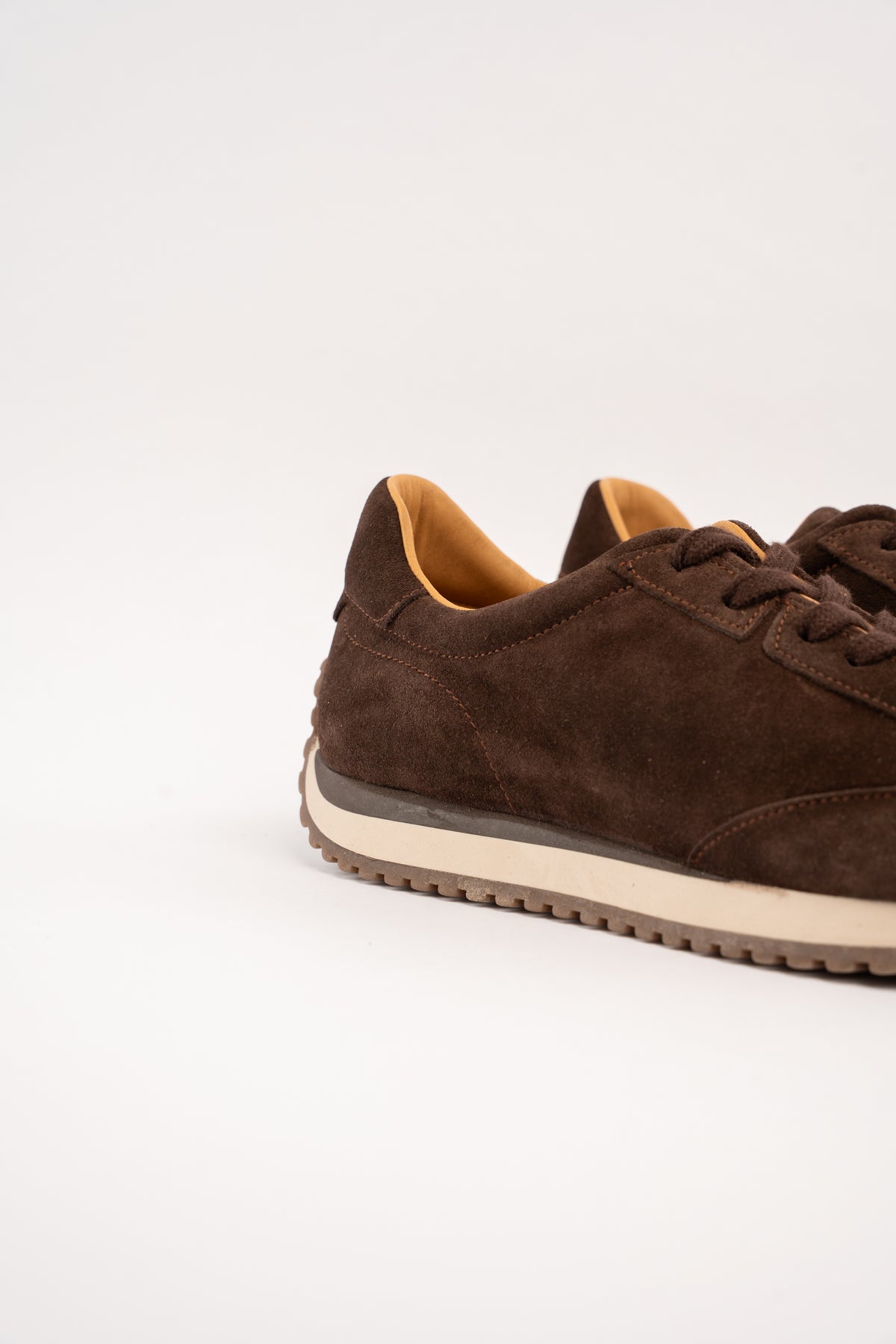 BROWN MILLED NAPPA SUEDE SNEAKER