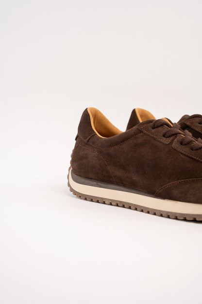 BROWN MILLED NAPPA SUEDE SNEAKER