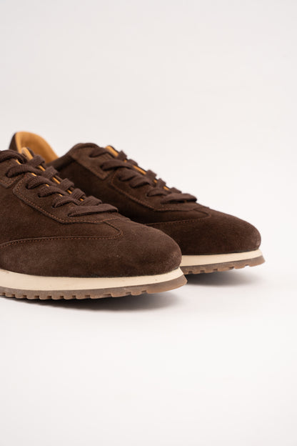 BROWN MILLED NAPPA SUEDE SNEAKER
