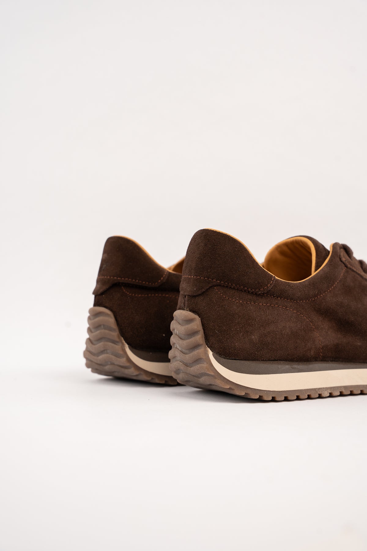BROWN MILLED NAPPA SUEDE SNEAKER