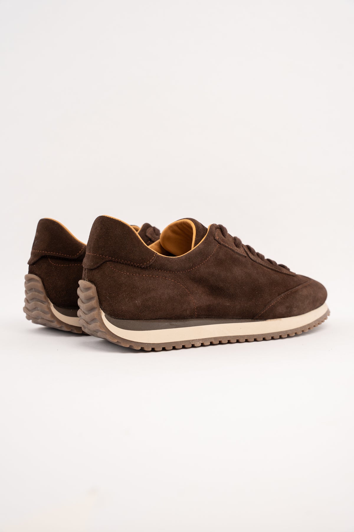 BROWN MILLED NAPPA SUEDE SNEAKER