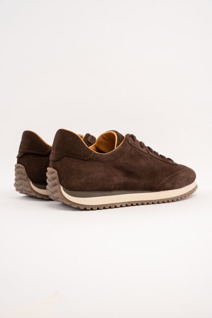 BROWN MILLED NAPPA SUEDE SNEAKER