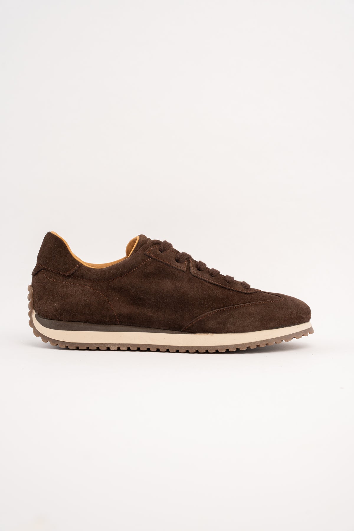 BROWN MILLED NAPPA SUEDE SNEAKER
