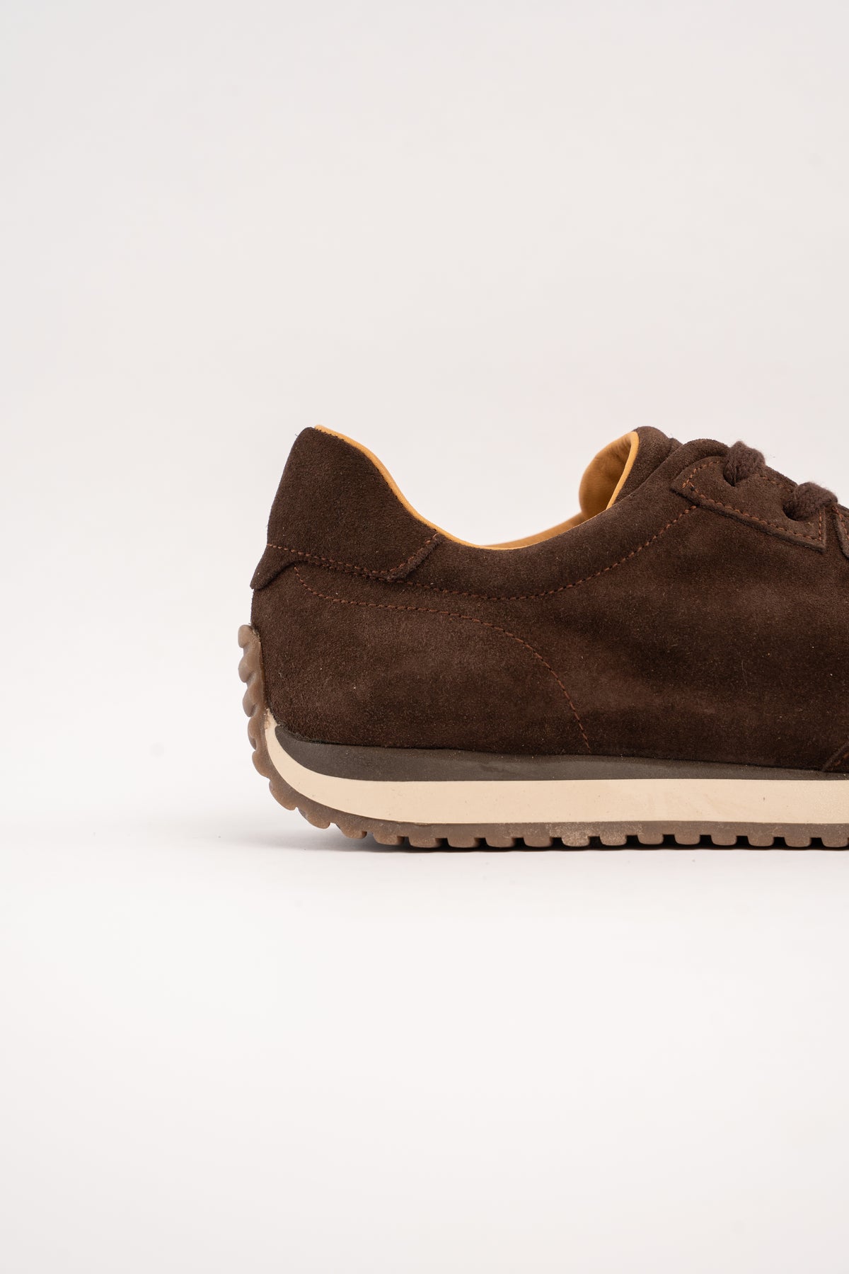 BROWN MILLED NAPPA SUEDE SNEAKER