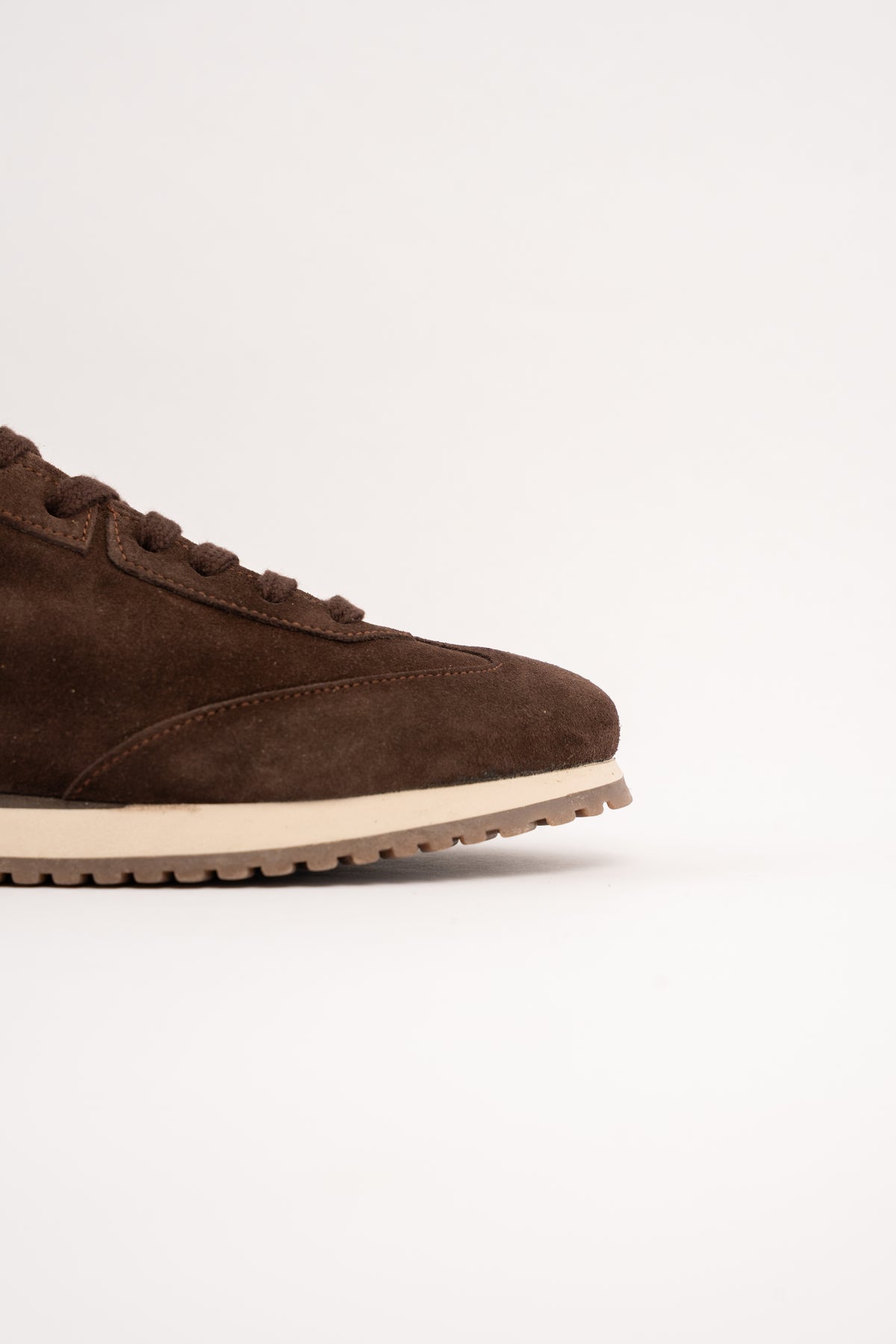 BROWN MILLED NAPPA SUEDE SNEAKER