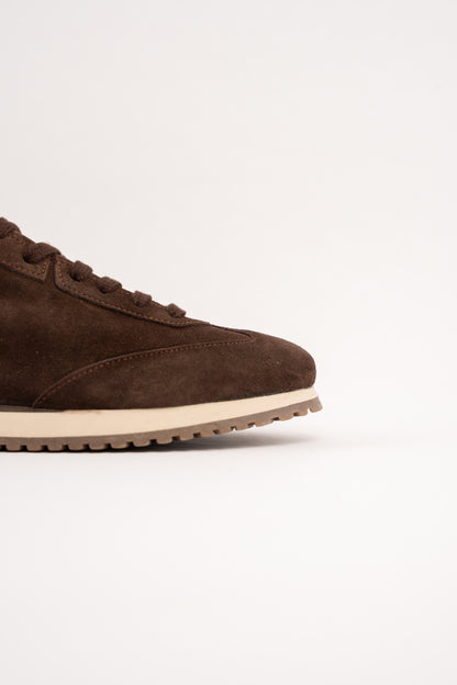 BROWN MILLED NAPPA SUEDE SNEAKER