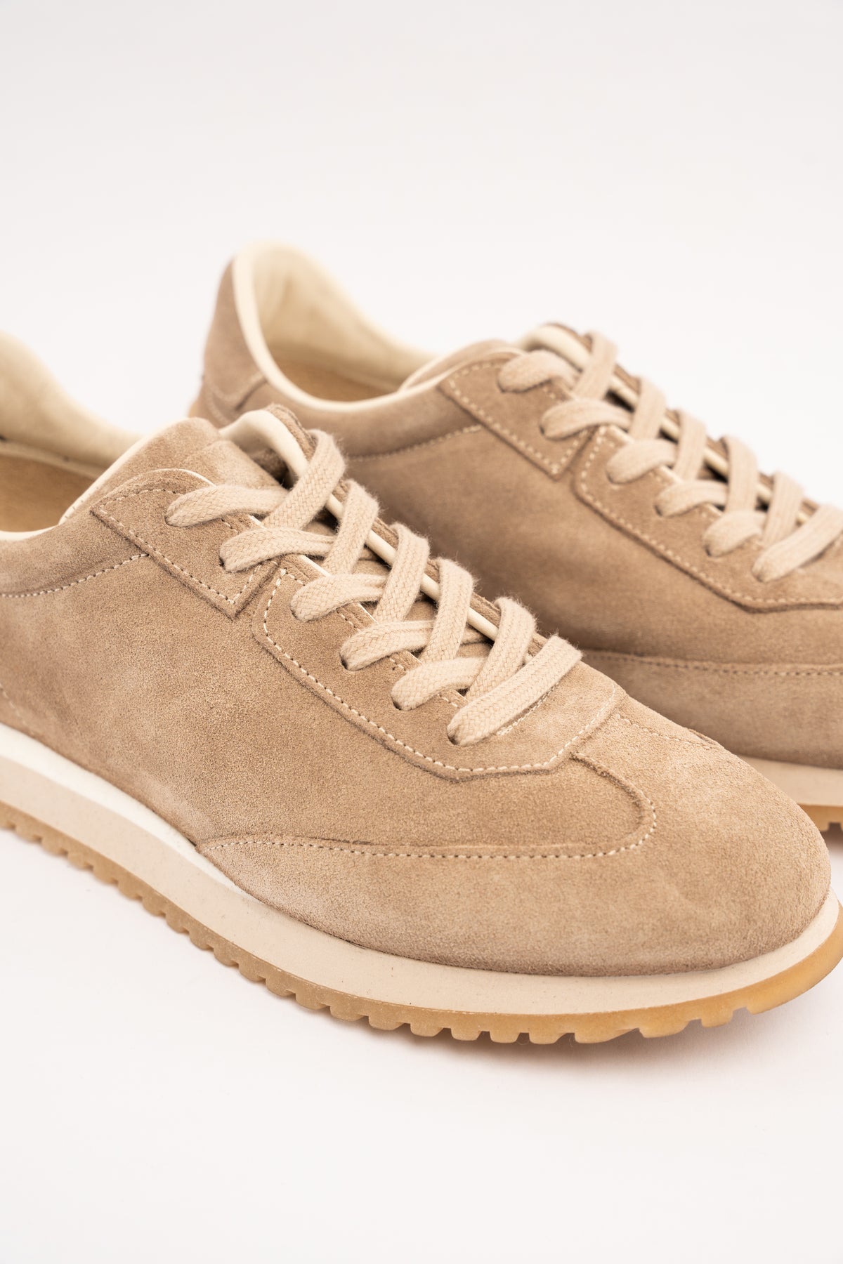 BEIGE MILLED NAPPA SUEDE SNEAKER