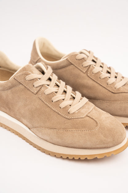 BEIGE MILLED NAPPA SUEDE SNEAKER