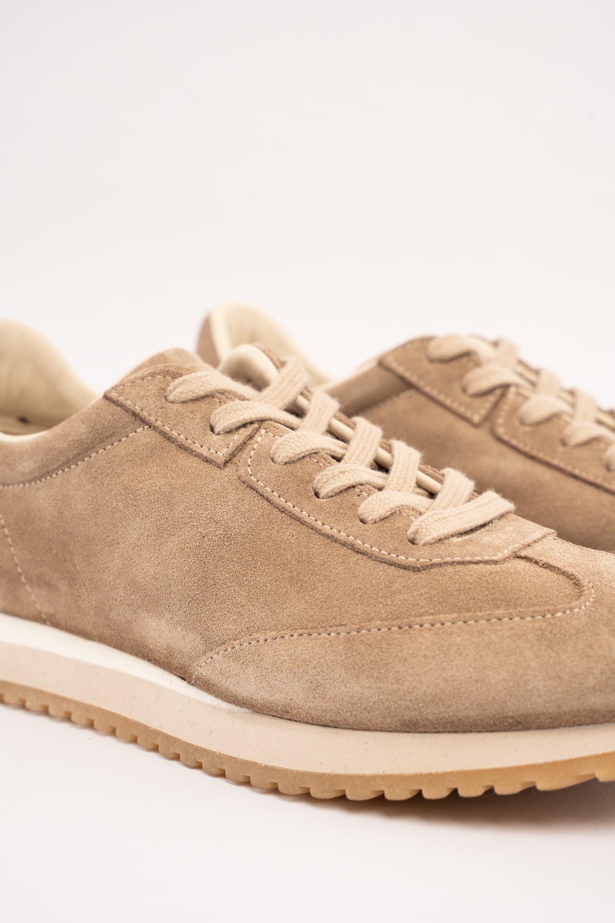 BEIGE MILLED NAPPA SUEDE SNEAKER