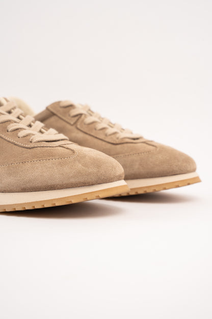 BEIGE MILLED NAPPA SUEDE SNEAKER